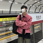 Threebooy Men's Luxury Leisure Washed Denim Jacket Streetwear Premium Button-down Korean Popular Harajuku Retro Long Sleeve Cargos Coats